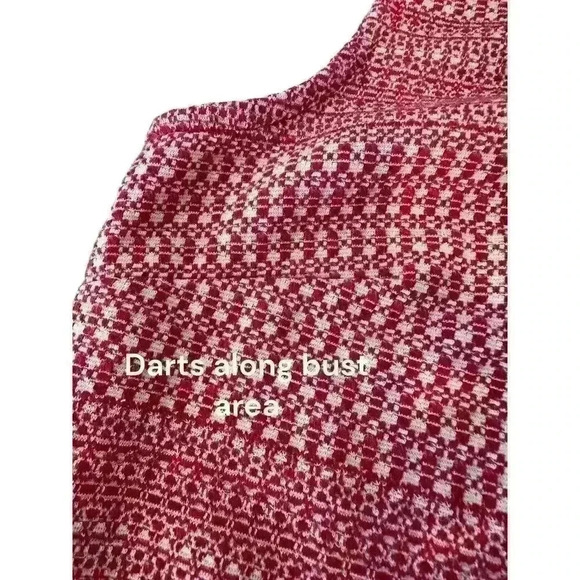 Banana Republic Dark Pink Geometric print Button Up Back Sleeveless Tank Sz SM - Picture 6 of 8